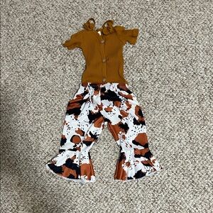Stylish Kids Cow Print Flare Pants